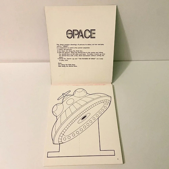 Vintage Buki Ltd Space 12 Pictures Colour and  Cut Out Activity Book - Picture 4 of 12